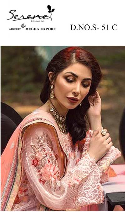 S 51 By Serene Designer Pakistani Style Embroidered Suit Collection